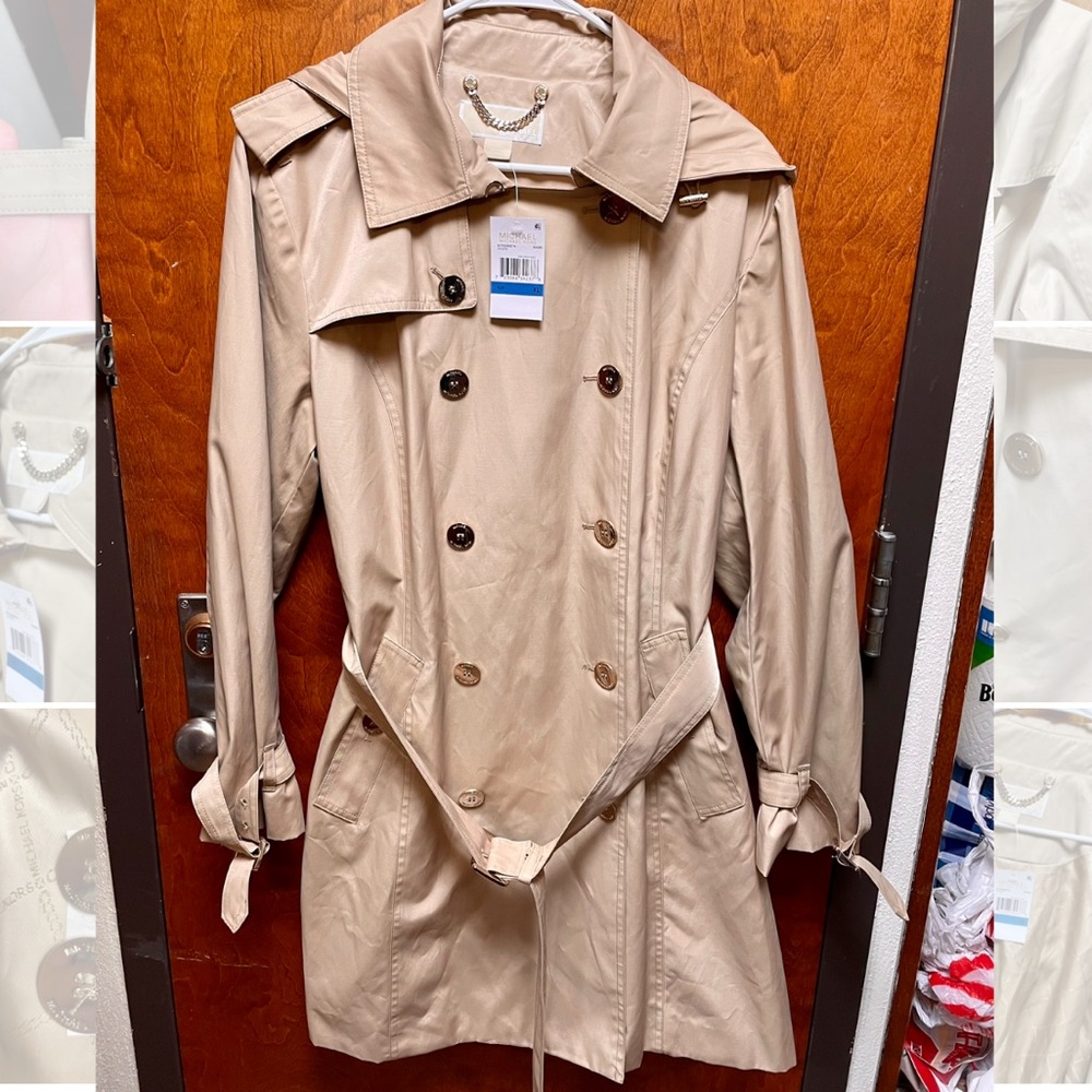 Brand new Michael Kors Trench Coat Jacket never worn, size XL, color Khaki.